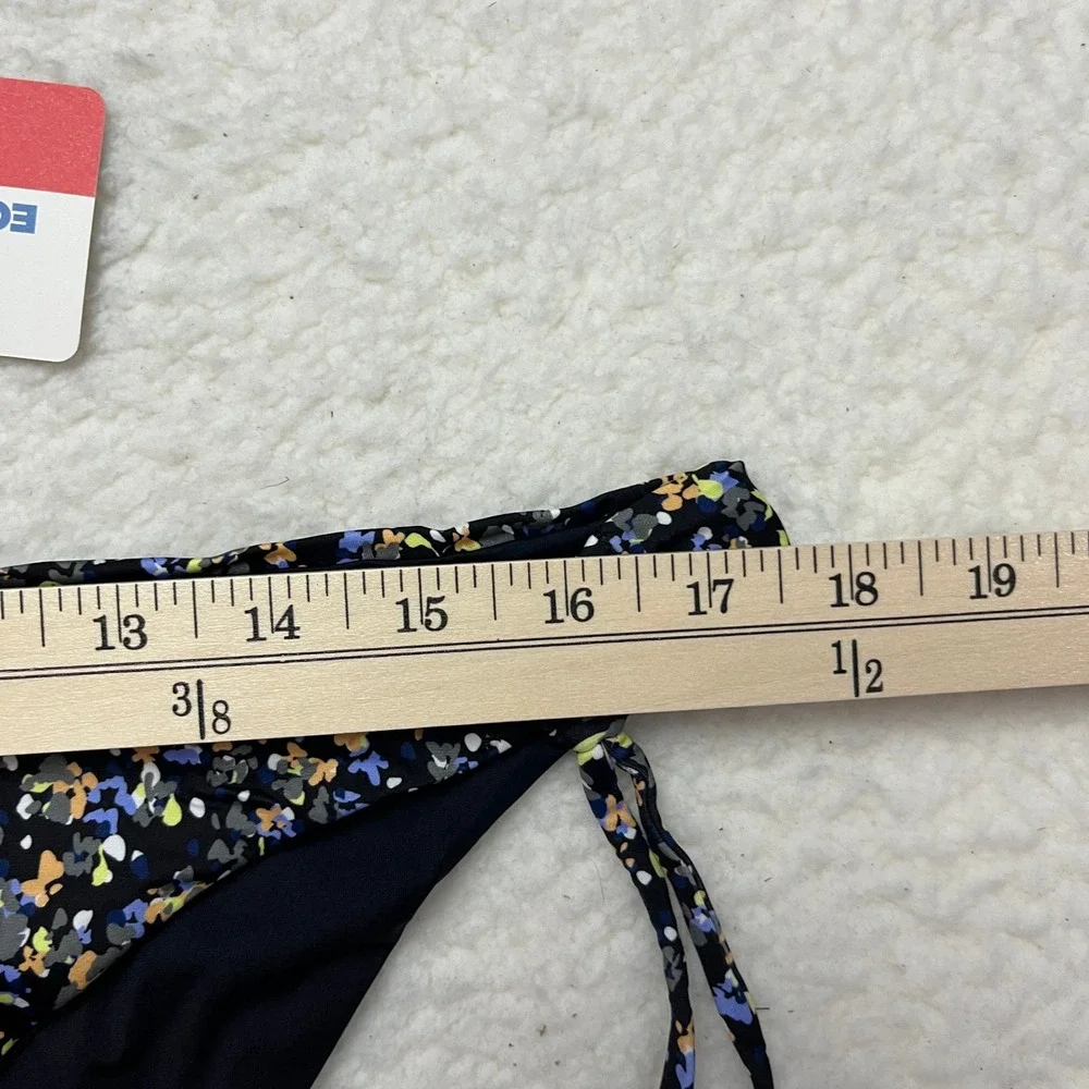 Prana Bikini Bottom Womens XL Black‎ La Plata Bottom Black Petals Floral 1967911